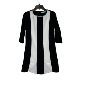 Karlie Dress Size Small Black White 3/4‎ Sleeve Womens Lined Stretch Blend